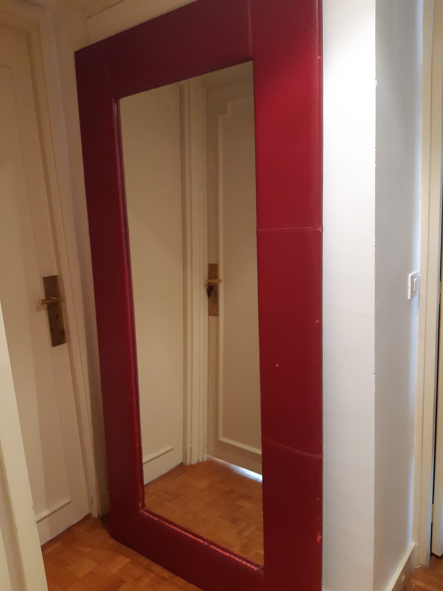 Grand Miroir, cadre en simili rouge bordeaux