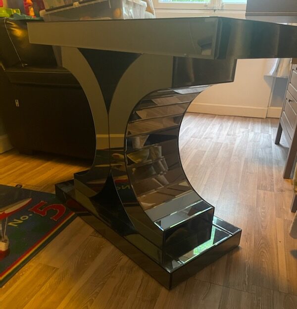 Console noire verre & métal