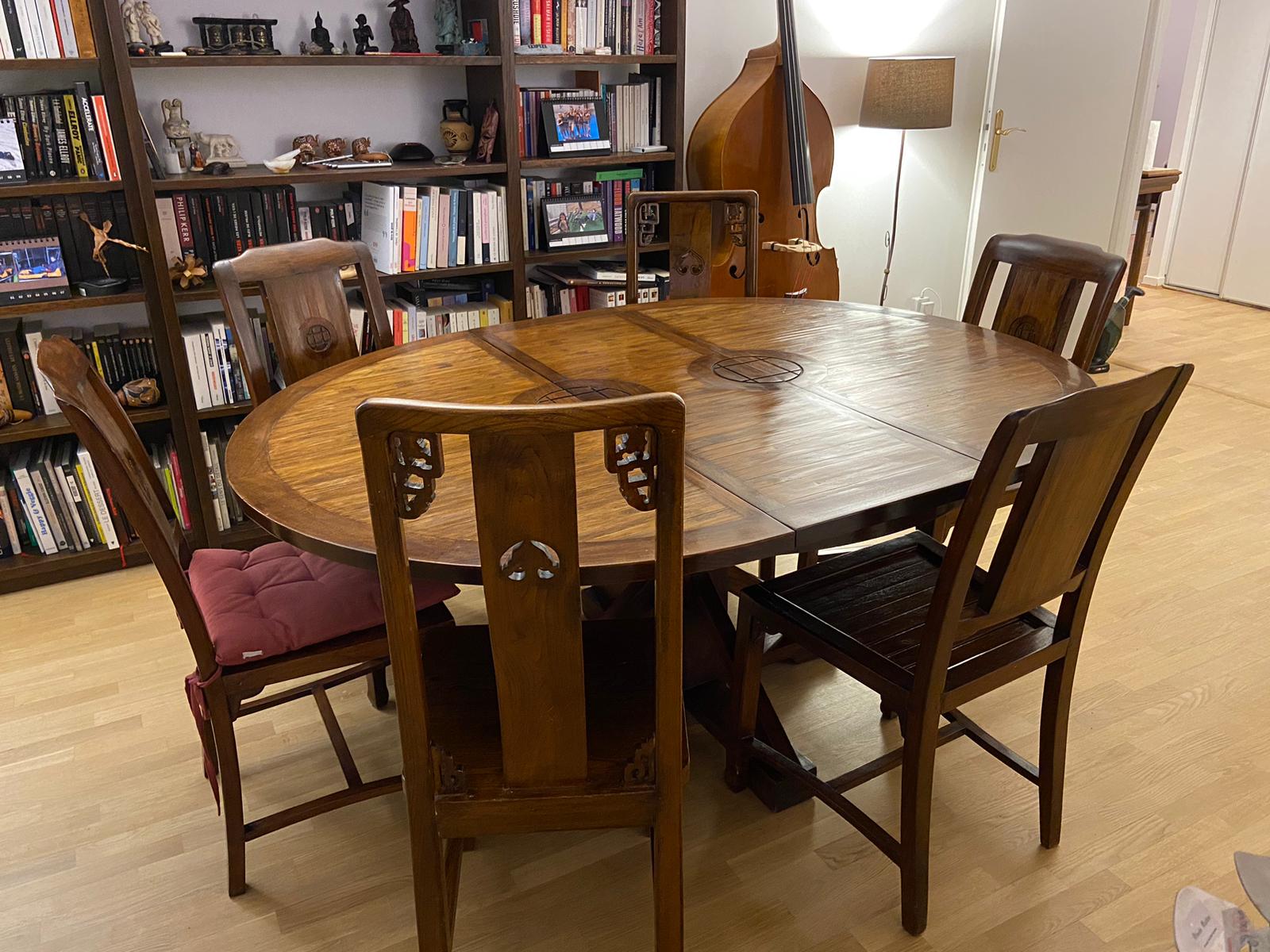 Table Teck & Bambou + 4 chaises – Image 4