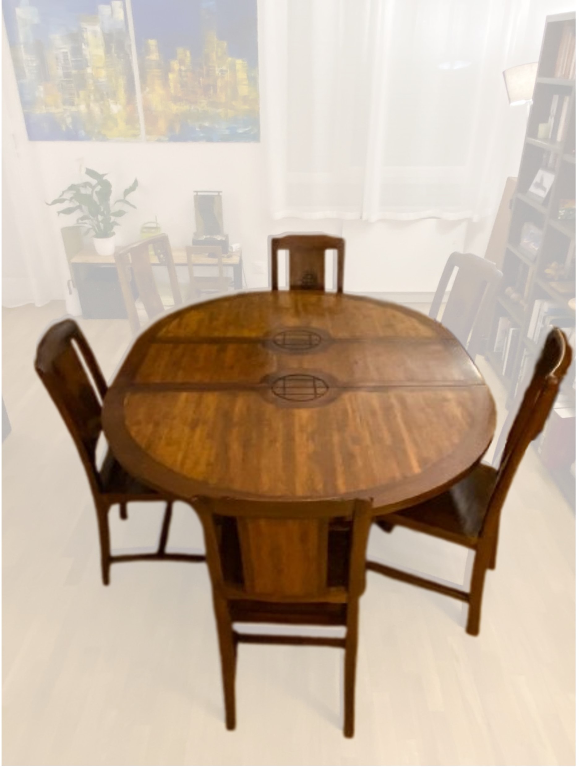 Table Teck & Bambou + 4 chaises – Image 2
