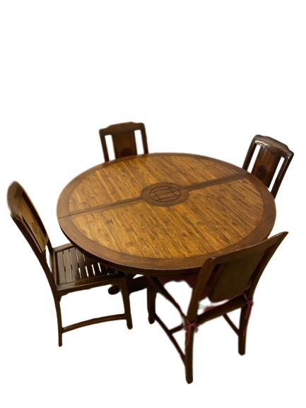 Table Teck & Bambou + 4 chaises
