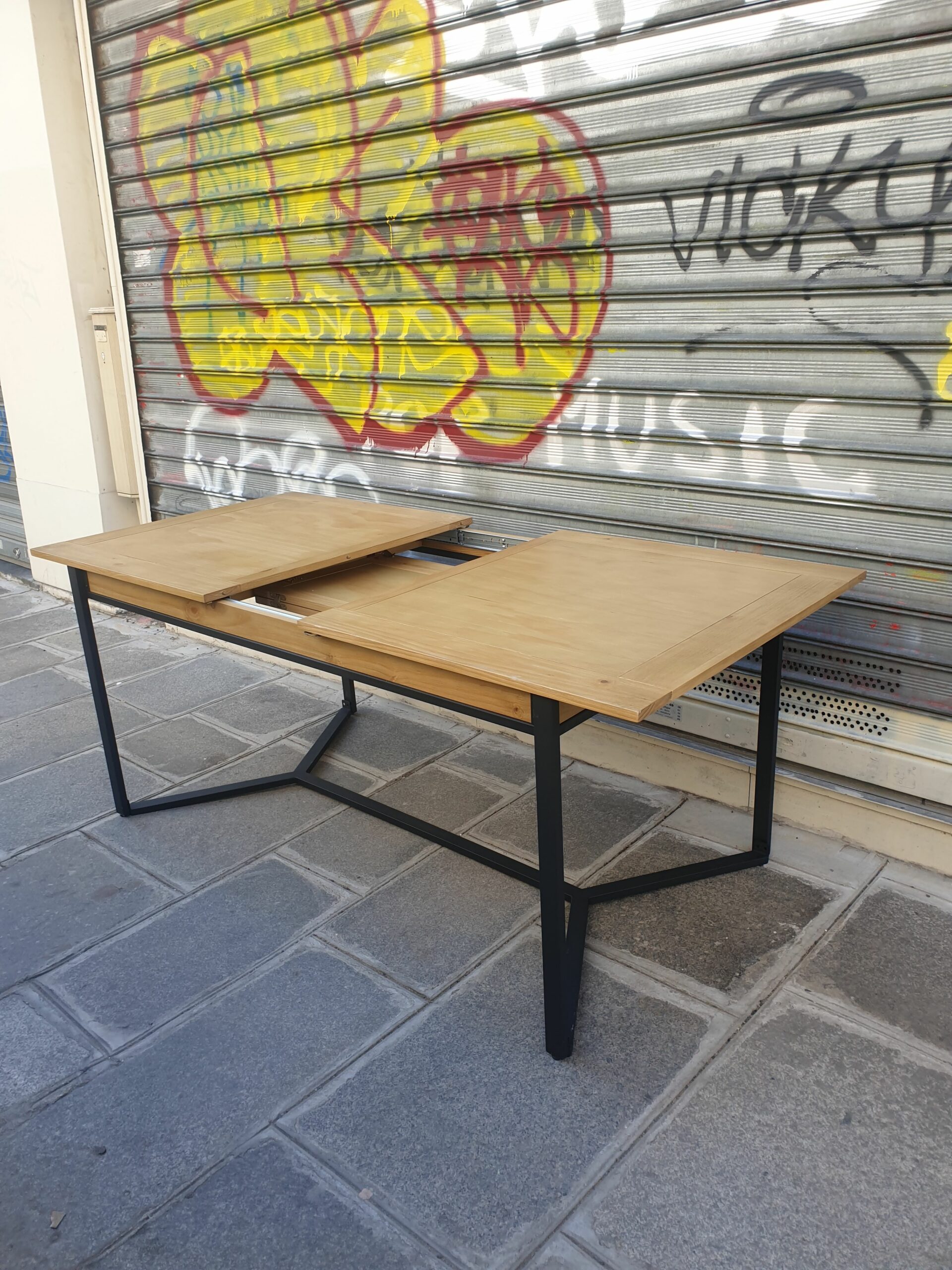 Table papillon bois et acier laqué – Image 7