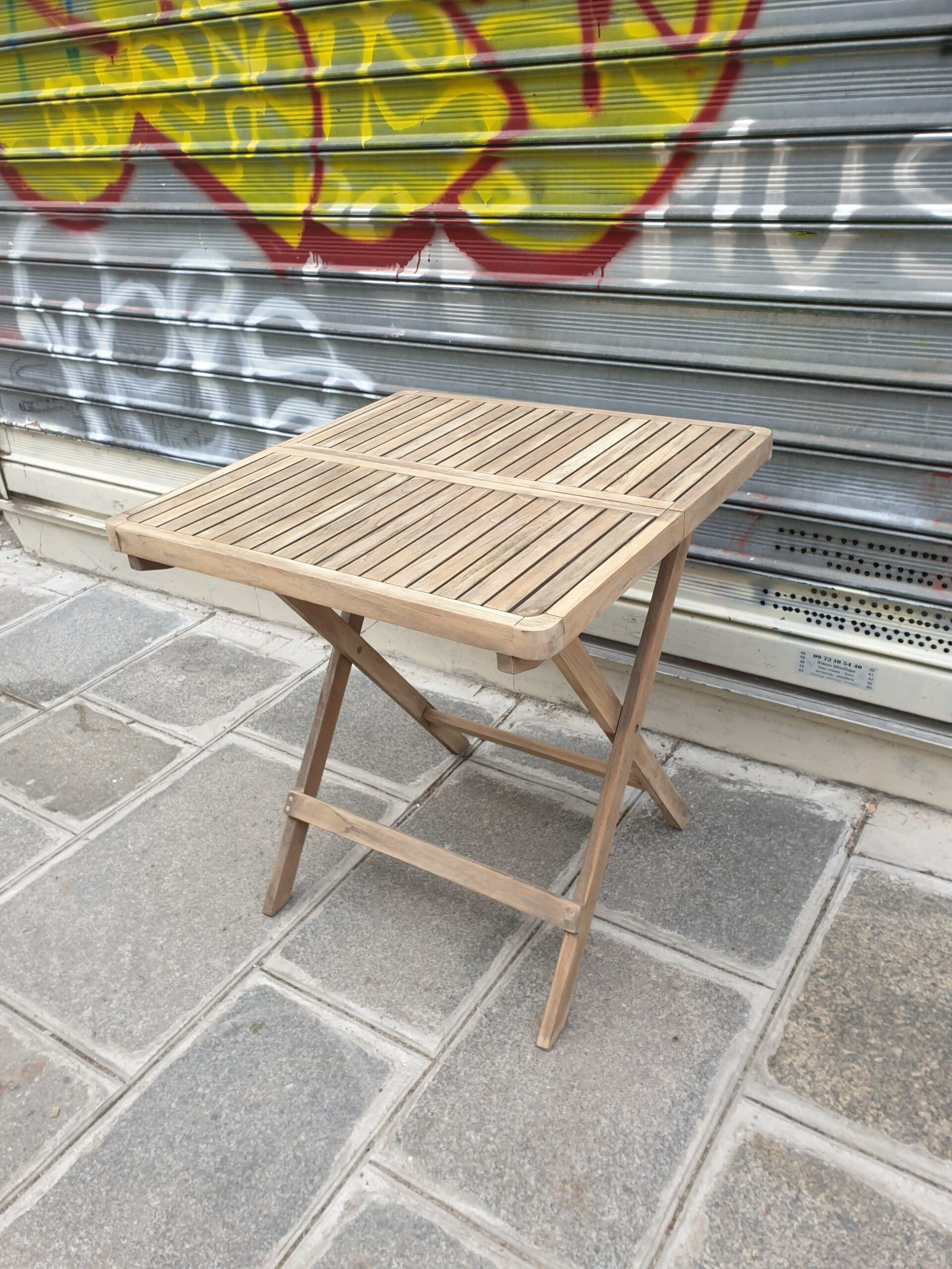 Table de jardin pliante en teck – Image 2