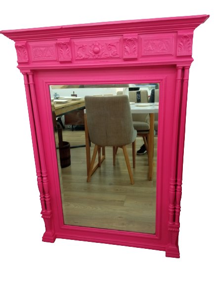 Miroir mural ancien customisé en rose cotillon