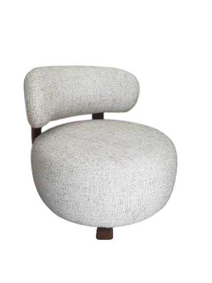 Fauteuil PLATON tissu chiné et noyer