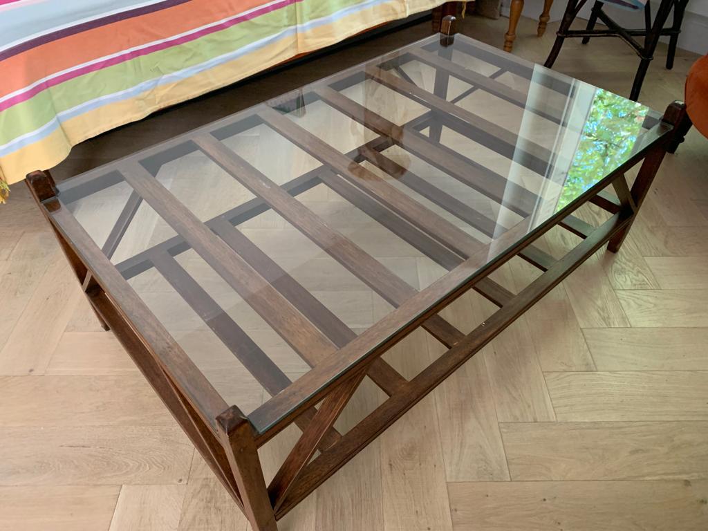 Table basse de salon en bois et verre FLAMANT – Image 2