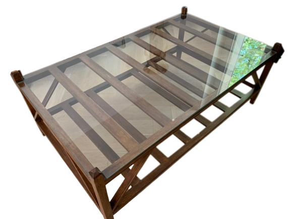 Table basse de salon en bois et verre FLAMANT
