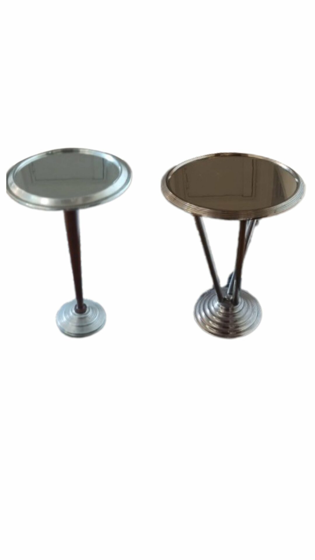 Petites tables/guéridon /bout de canapé vintage miroir et chrome.