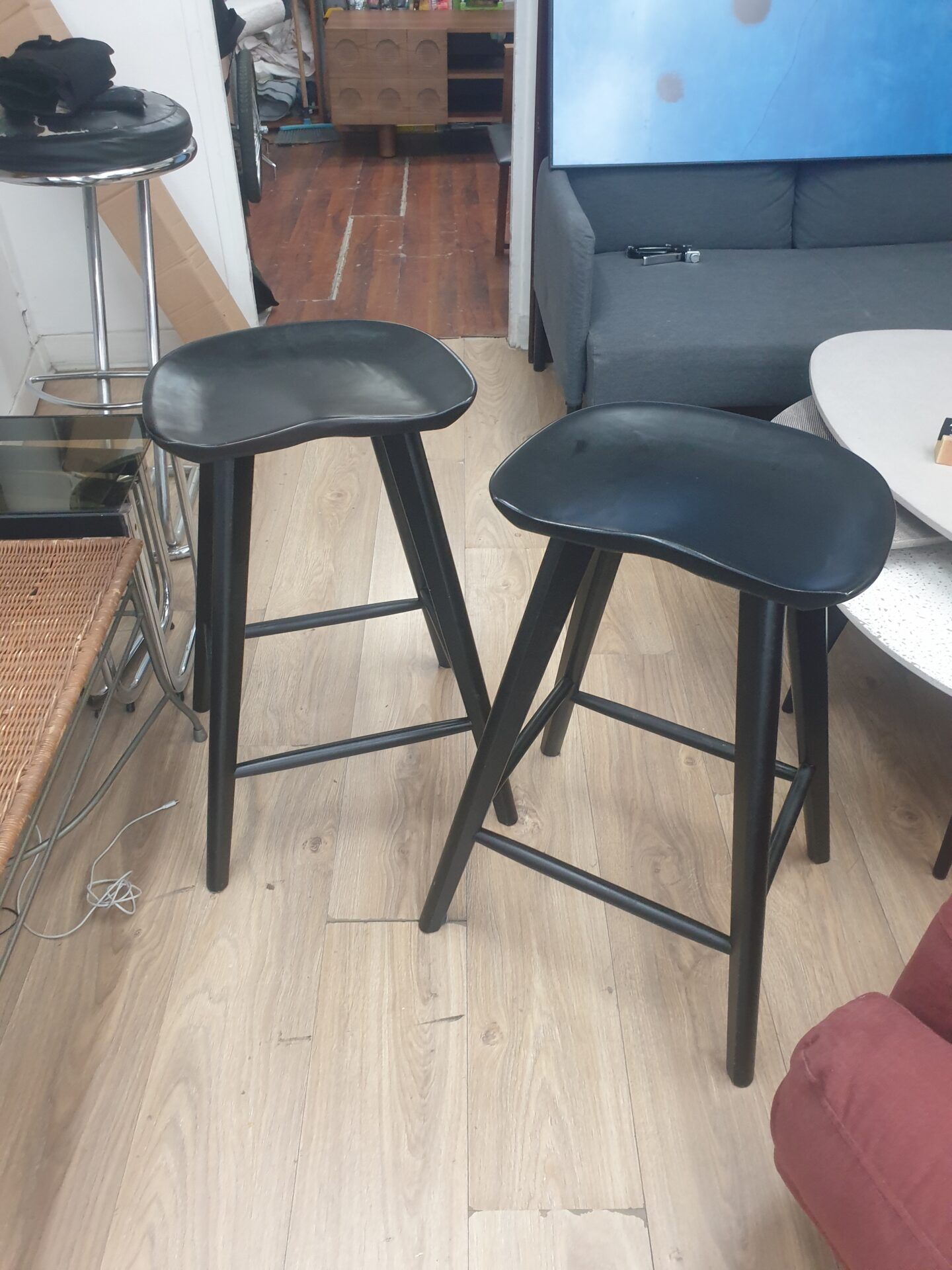 Paire de tabourets noirs – Image 3