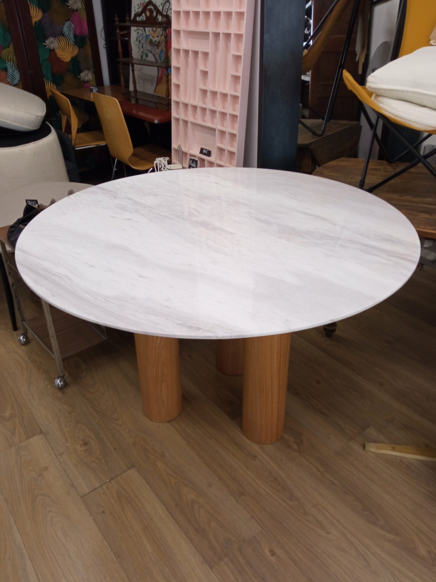 Table à manger BENEDETTA 120cm marbre blanc – Image 3