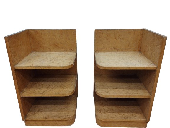 Paire de chevet vintage en bois plaquage noyer ou citronnier