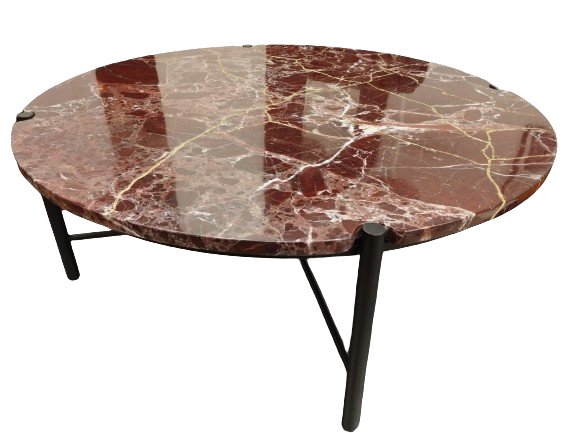 Table basse ronde en marbre bordeaux Nv Gallery