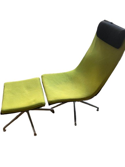 Fauteuil vintage 60/70 avec repose pied