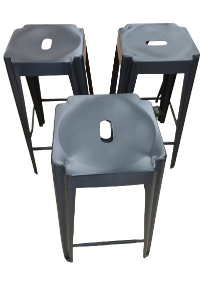 lot de 3 tabourets de bar en métal gris Alinéa.