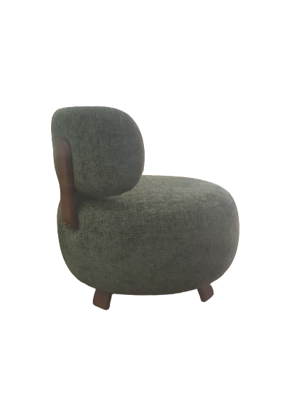 Fauteuil PLATON tweed vert et noyer – Image 2
