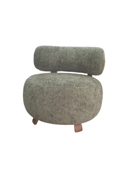 Fauteuil PLATON tweed vert et noyer