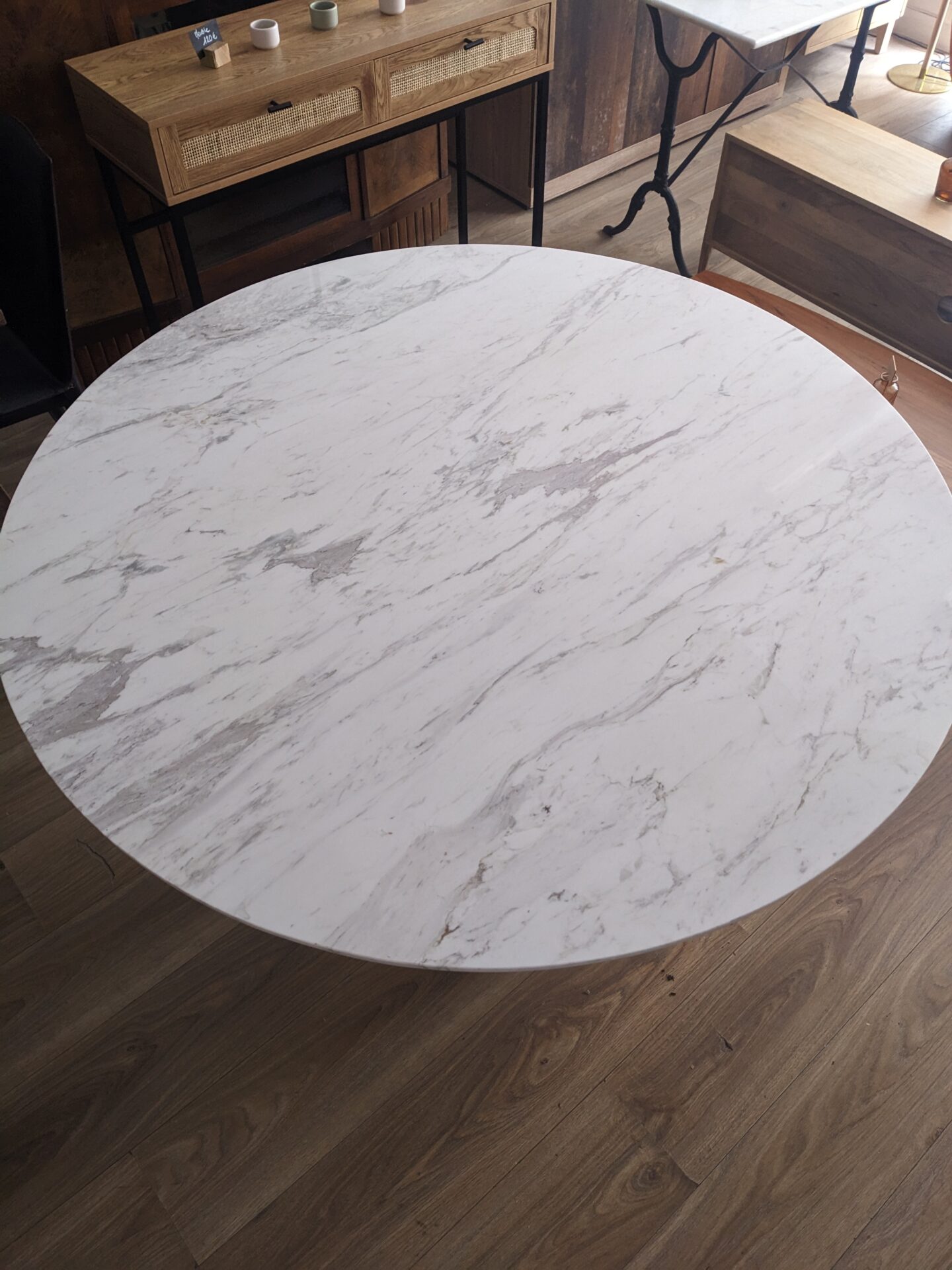 Table à manger BENEDETTA 120cm marbre blanc – Image 2