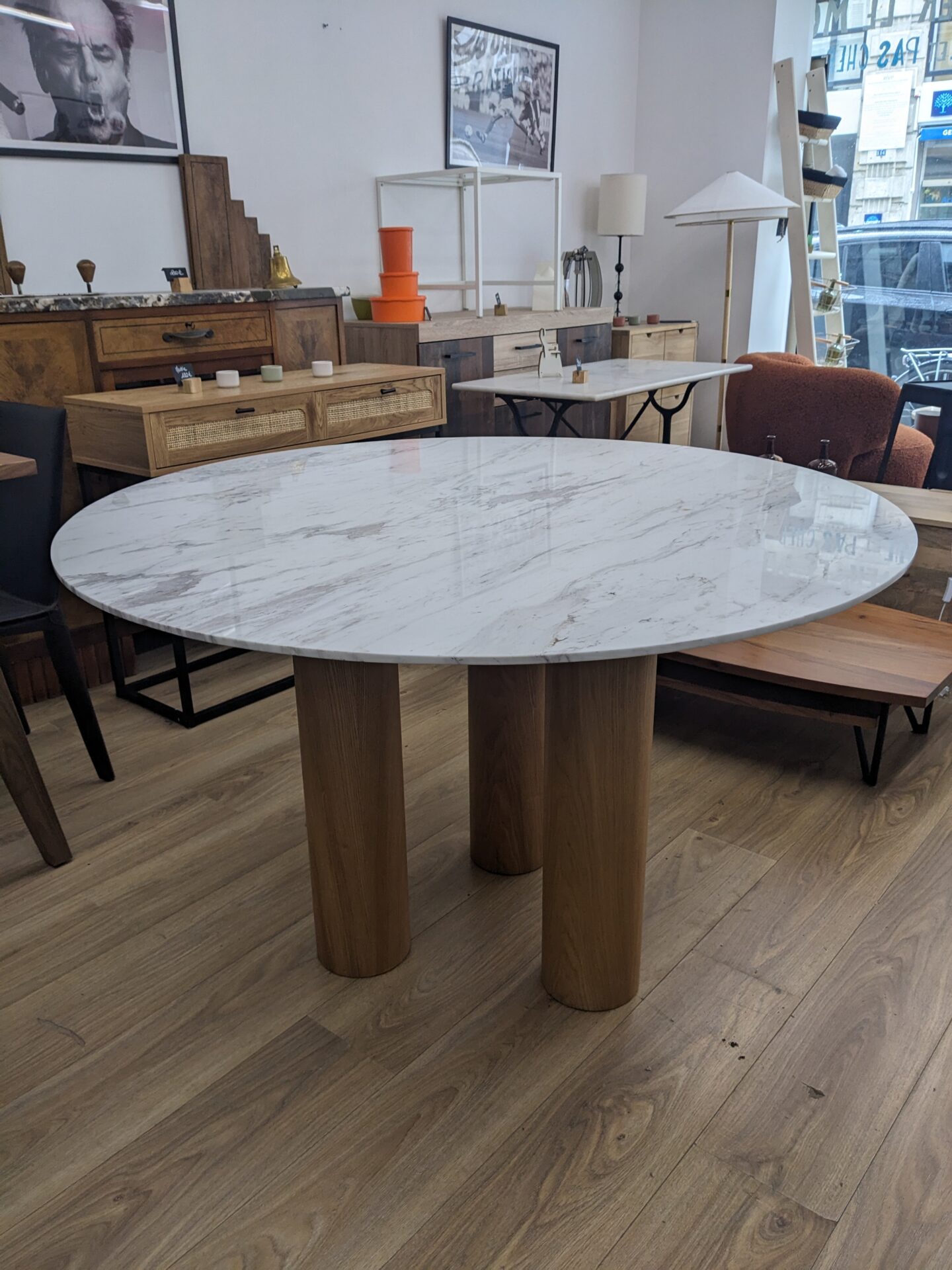 Table à manger BENEDETTA 120cm marbre blanc – Image 6