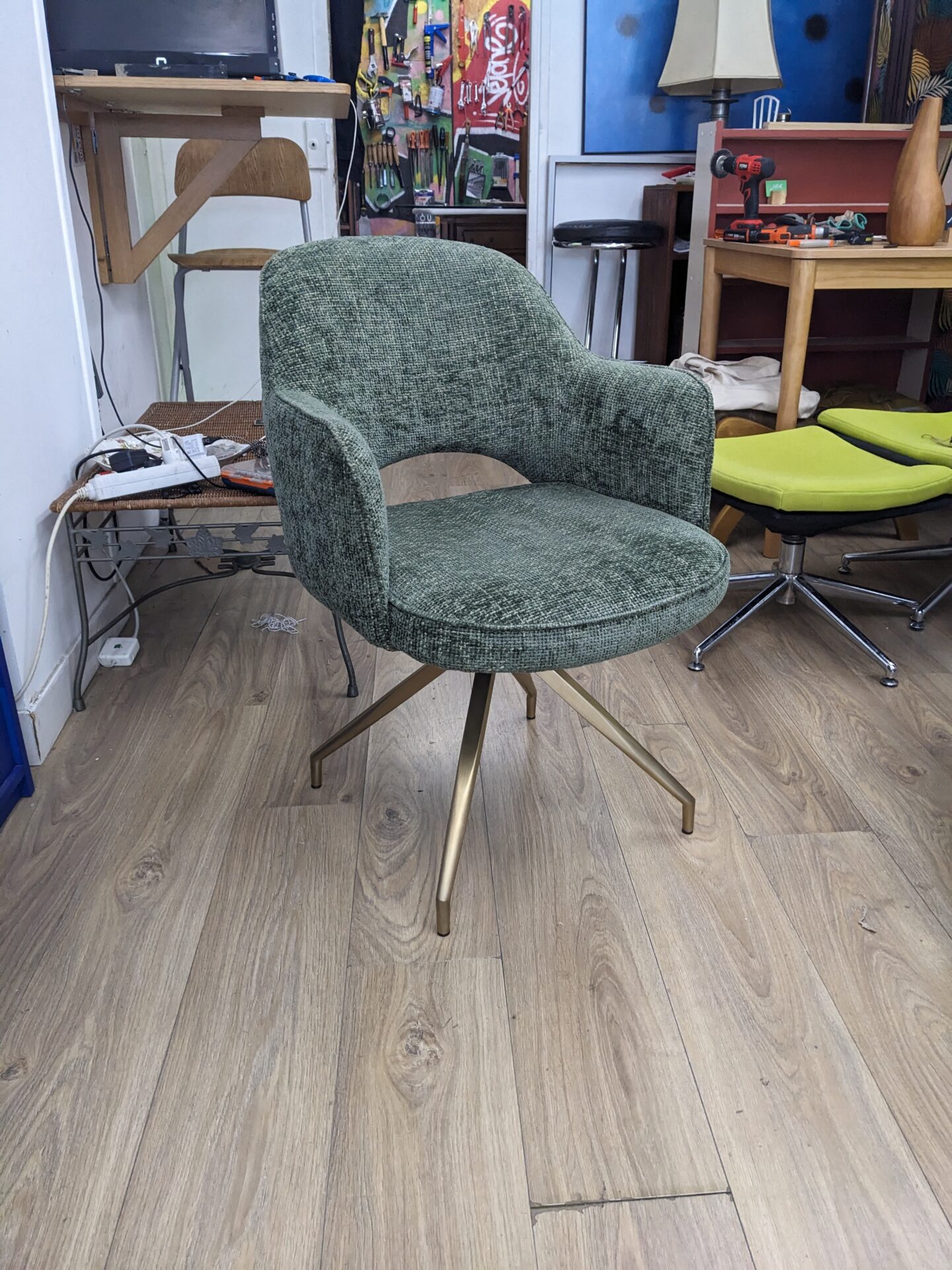 Fauteuil de bureau LUTHOR vert tweed – Image 2