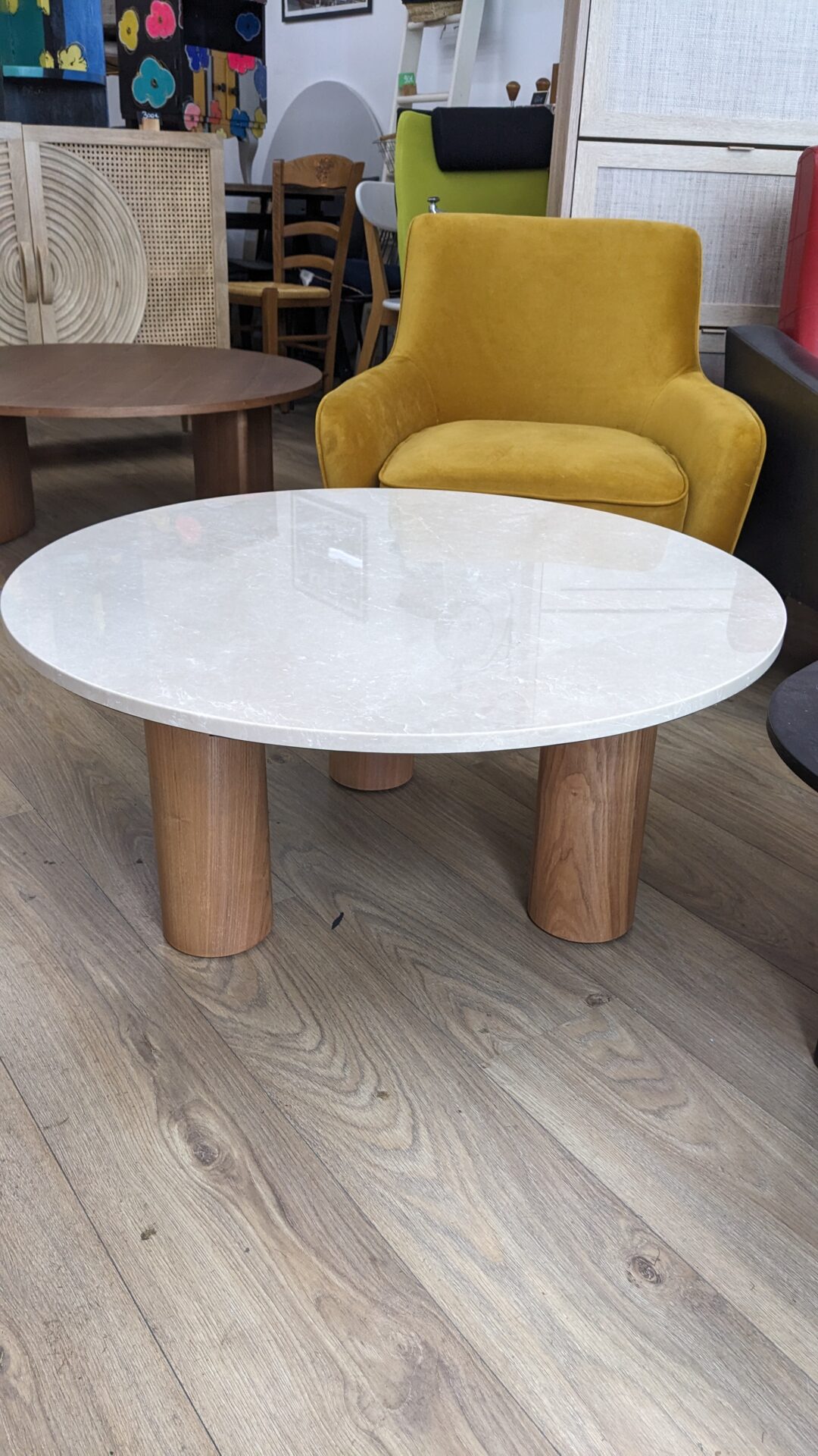 Table basse marbre et bois veiné – Image 3