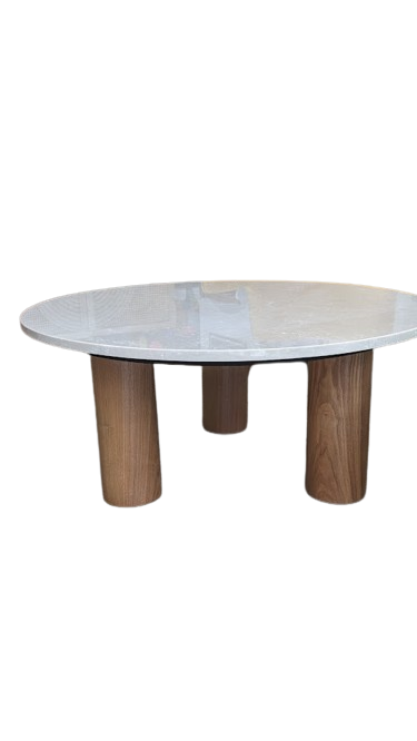 Table basse marbre et bois veiné