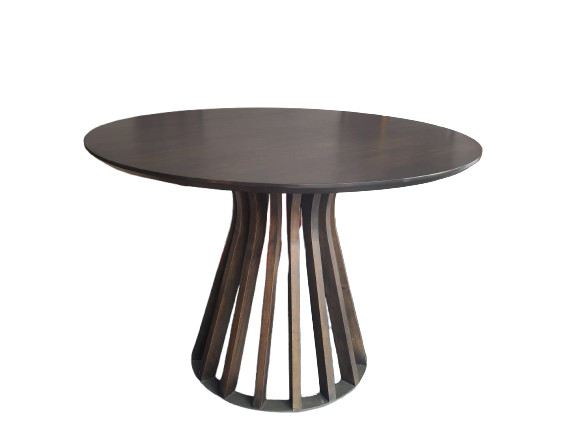 Table ronde en manguier massif et métal 5 pers