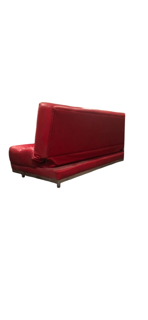 Banquette clic-clac skaï rouge vintage