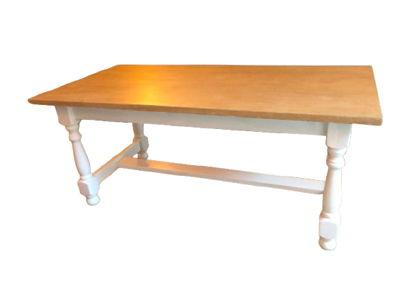 Table basse en bois et pieds blancs
