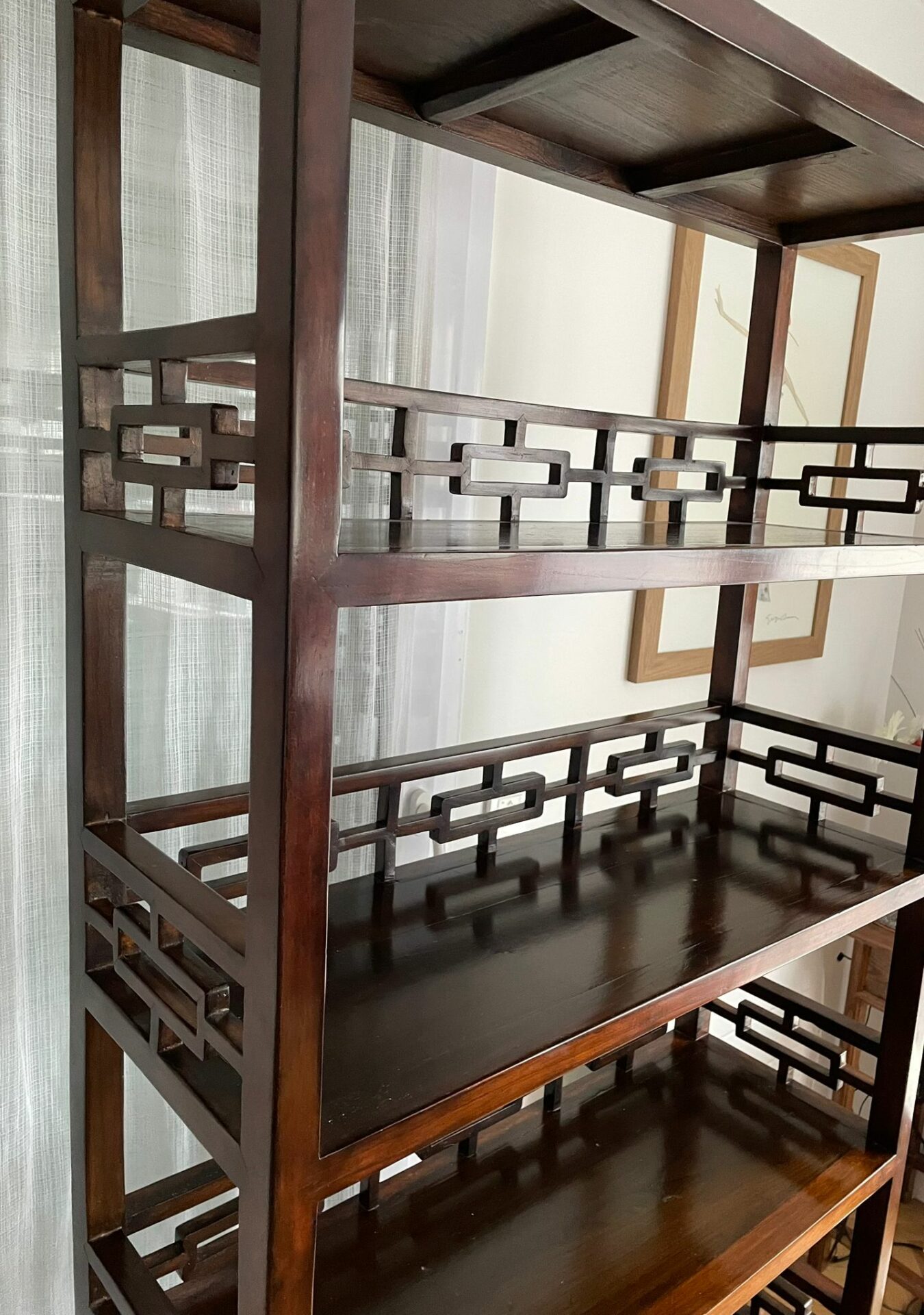 Bibliothèque en bois massif de style chinois ancien – Image 5