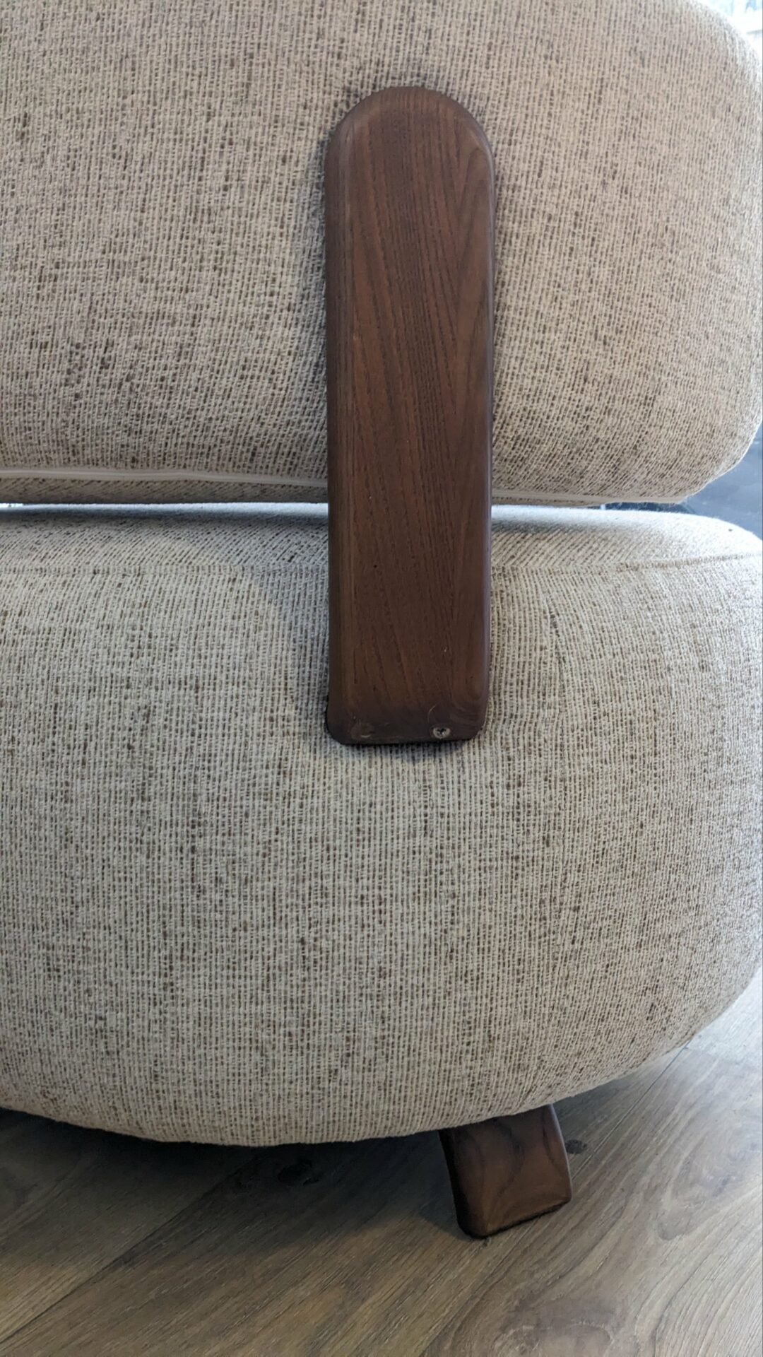 Fauteuil PLATON tissu chiné et noyer – Image 6