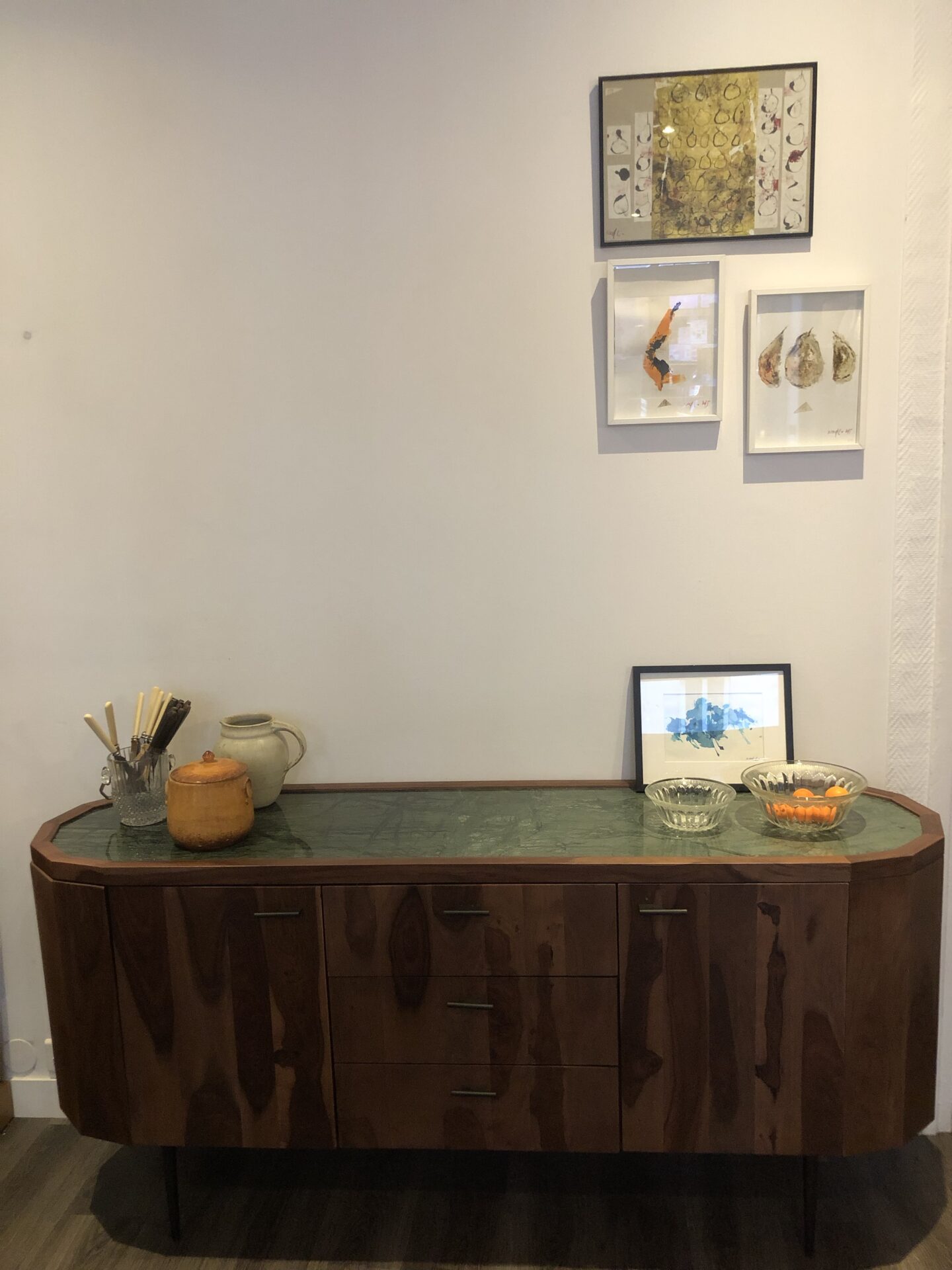 Enfilade Buffet Console. JADE. Palissandre et marbre vert – Image 2