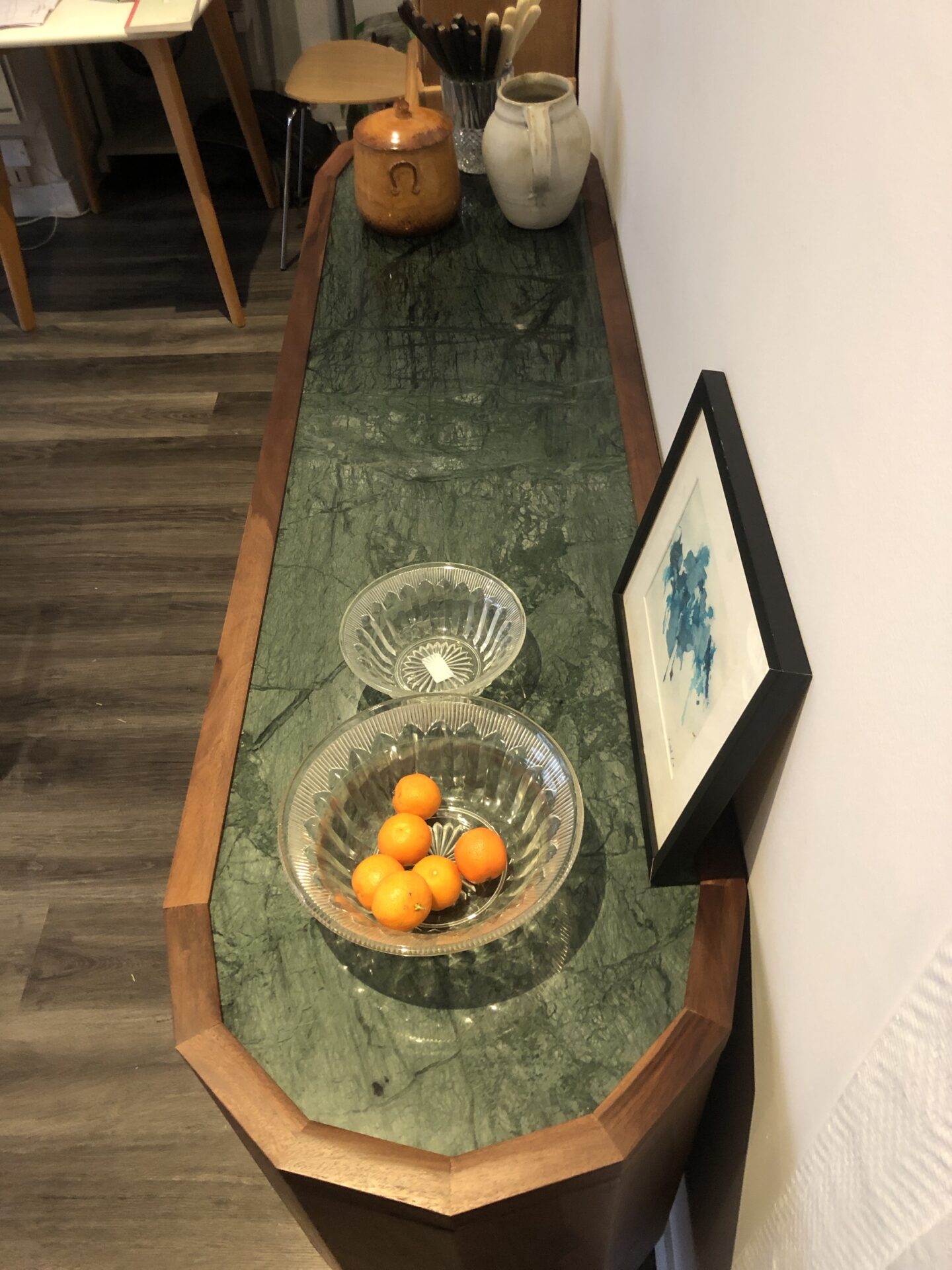Enfilade Buffet Console. JADE. Palissandre et marbre vert – Image 4