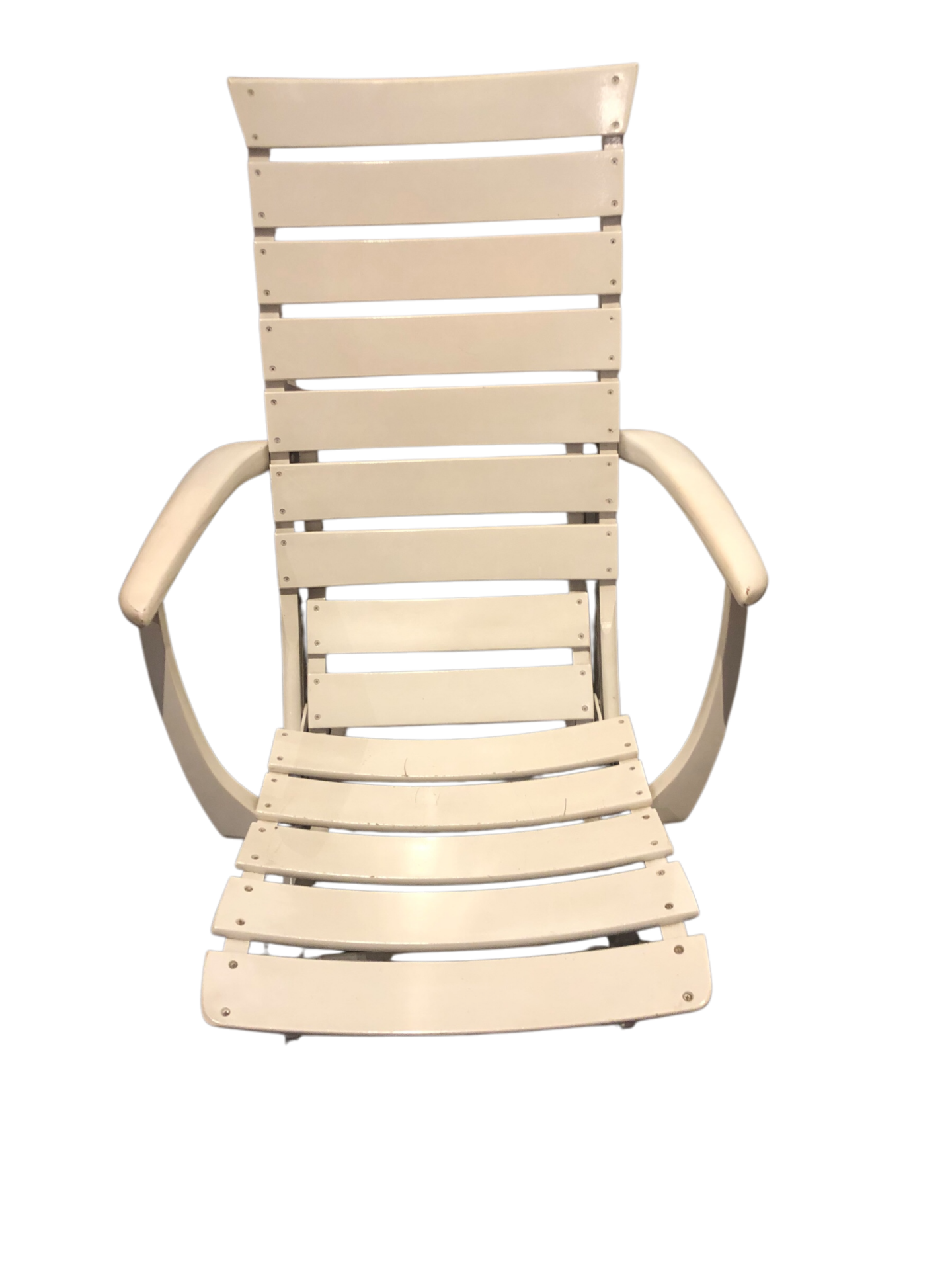 4 fauteuils / chaises longues en bois blanc Triconfort