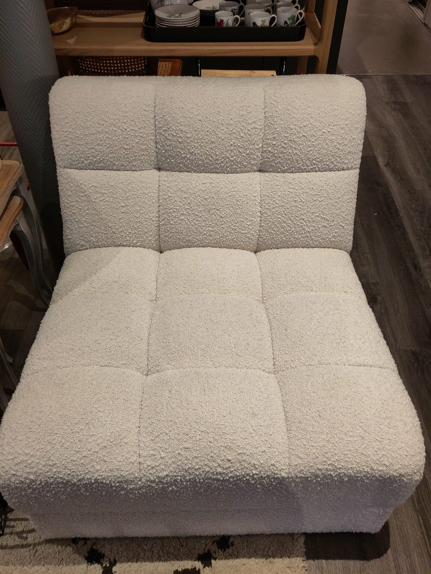 Fauteuil modulable blanc avoine bouclé PAUL – Image 3