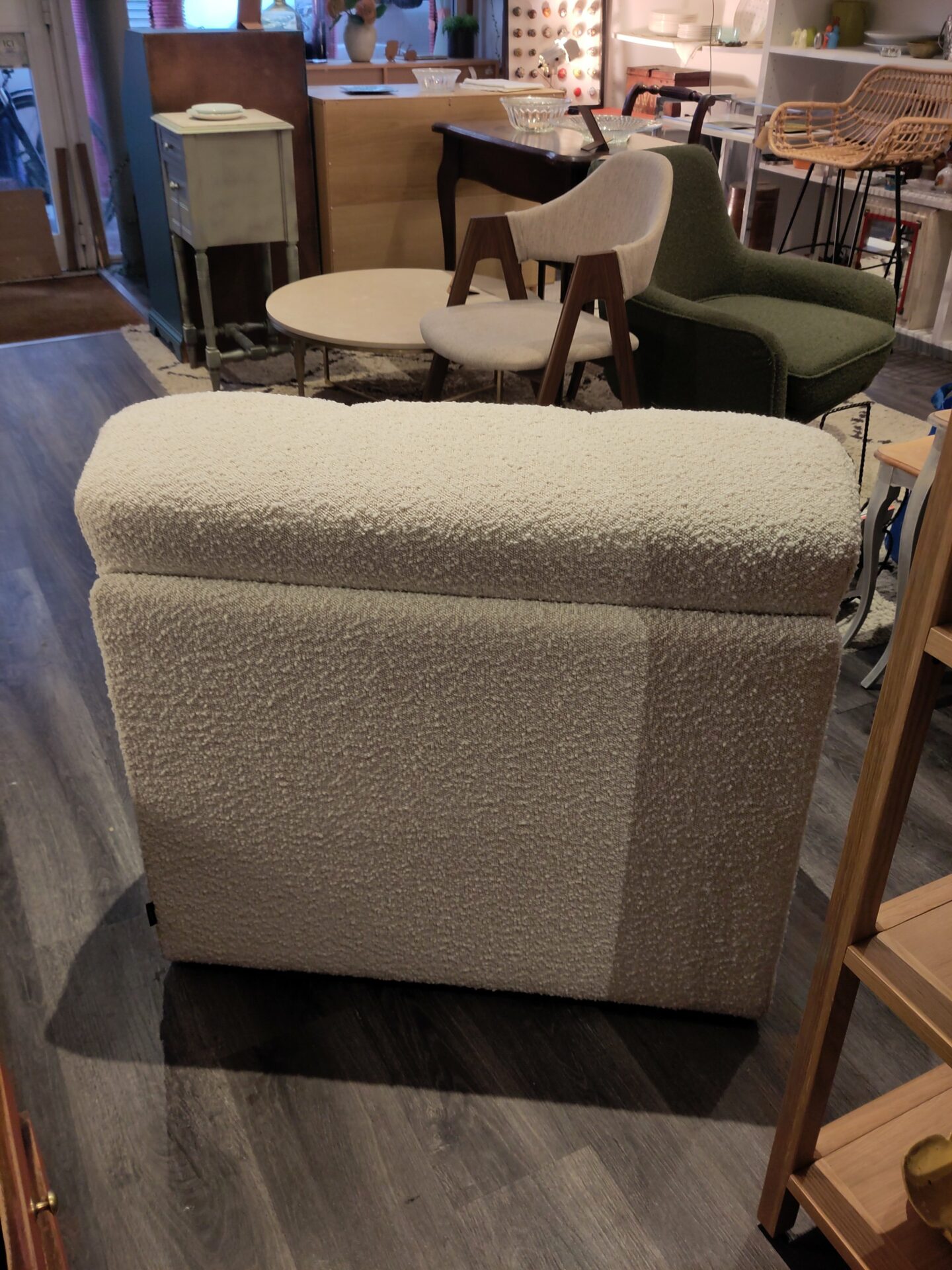 Fauteuil modulable blanc avoine bouclé PAUL – Image 4