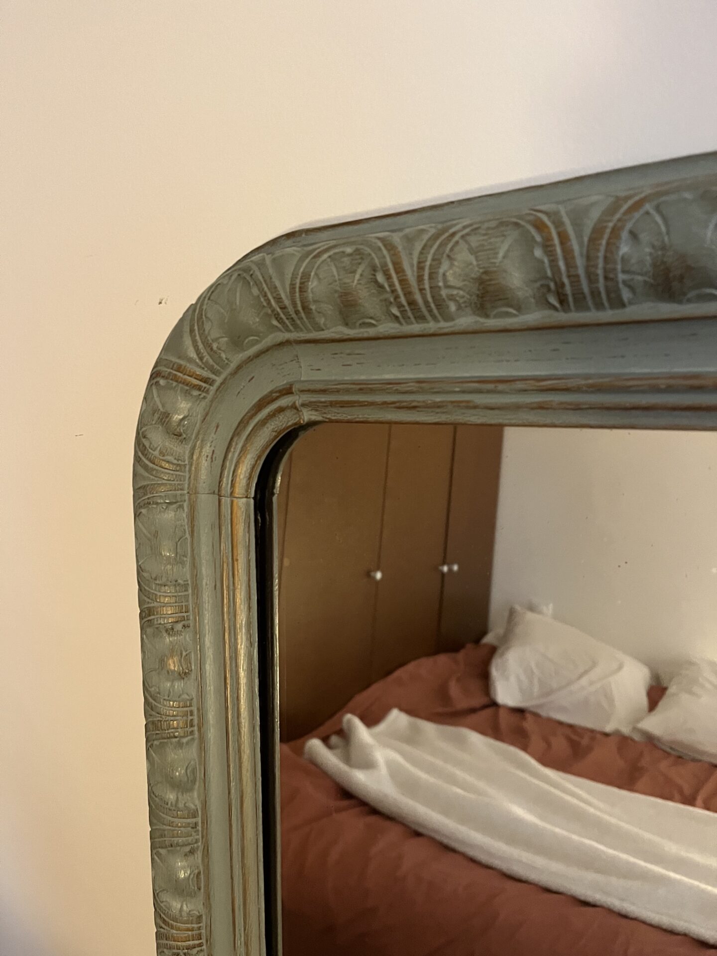Grand miroir trumeau ancien bleu vert – Image 5