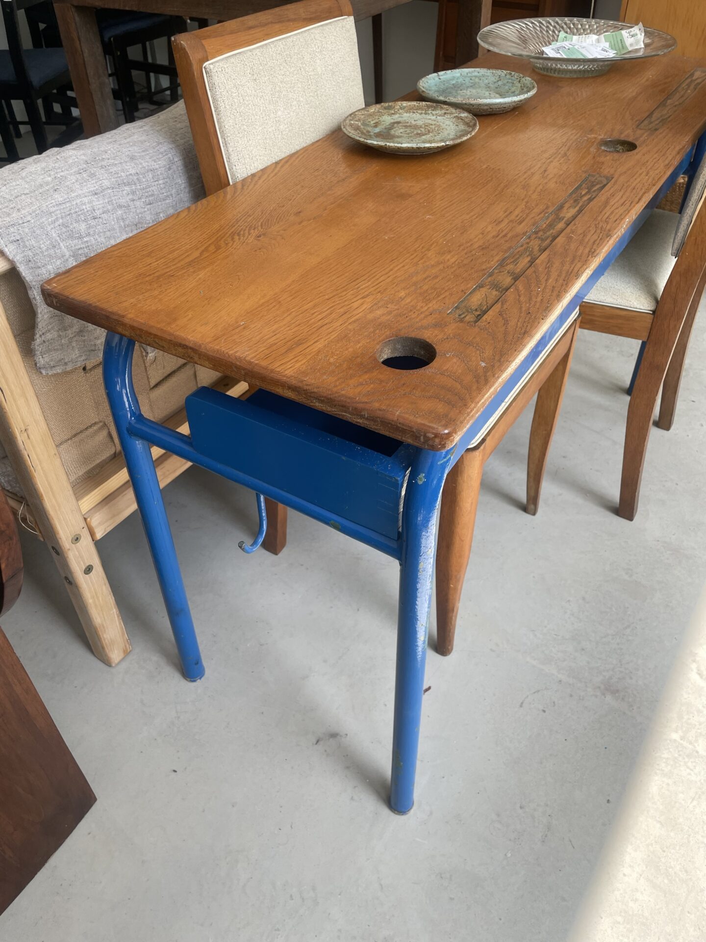 Double bureau d’écolier vintage bleu – Image 5