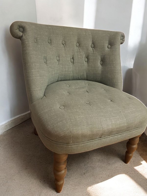 Fauteuil tissu gris vert – Image 3