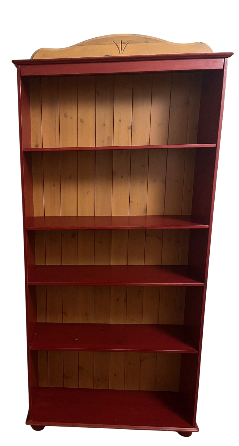 Bibliothèque étagère en bois et rouge