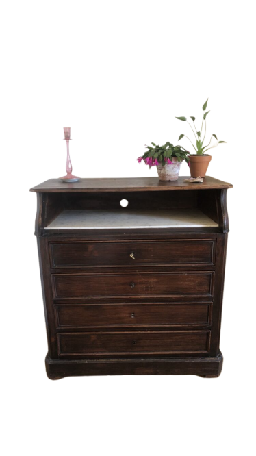 Commode ancienne marbre et bois