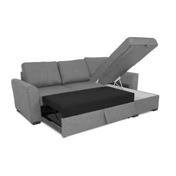 Canapé d'angle convertible 3/4 places en tissu gris – Image 2