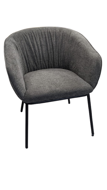 Chaise capitonnée en tissu avec accoudoirs