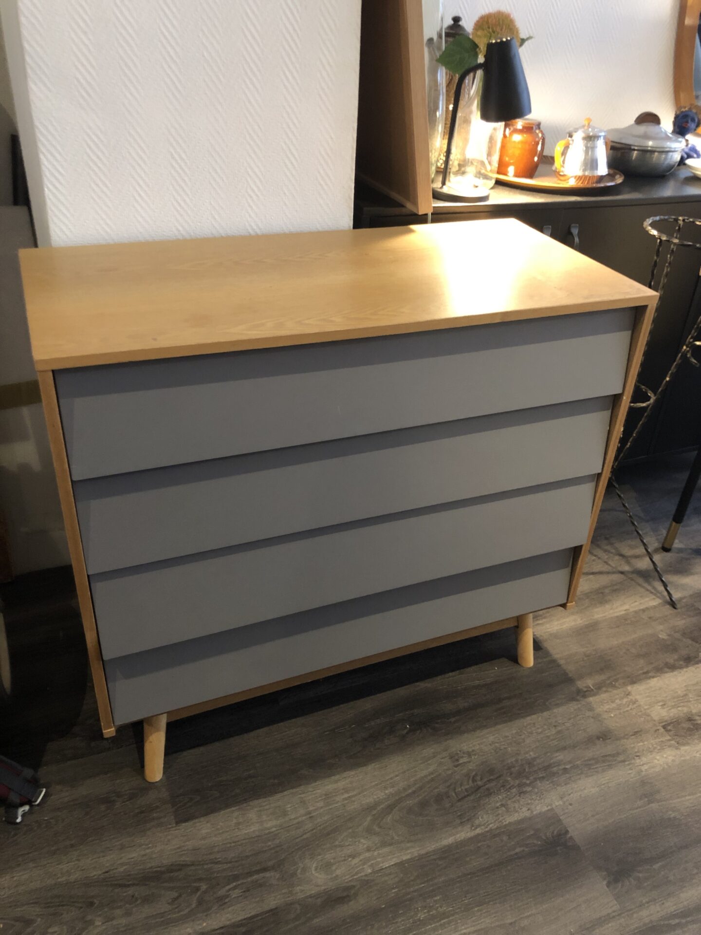 Commode 4 tiroirs gris – Image 2