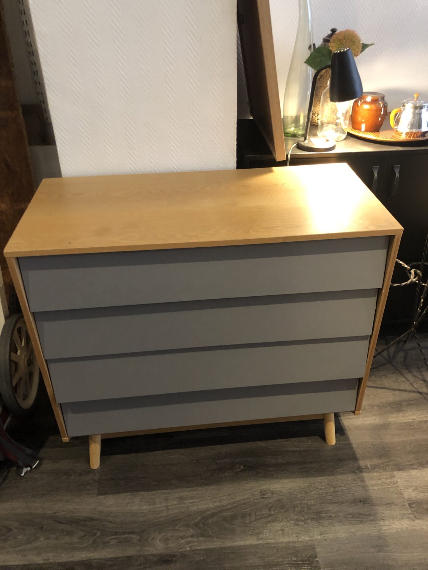 Commode 4 tiroirs gris – Image 3