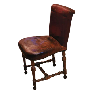 6 chaises en cuir patiné marron rouge