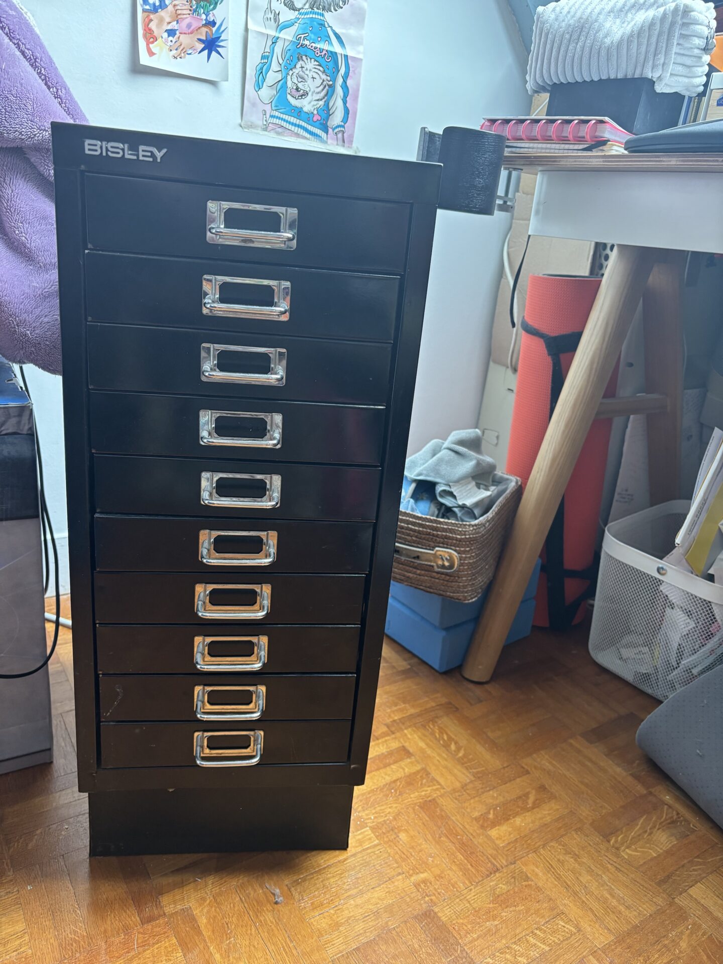 Caisson de rangement bureau en Métal noir BISLEY – Image 8