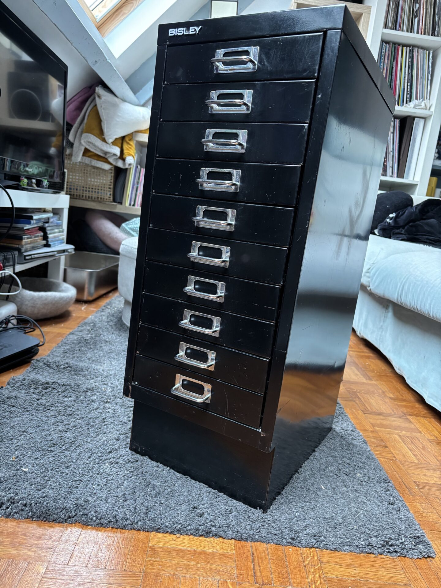 Caisson de rangement bureau en Métal noir BISLEY – Image 3