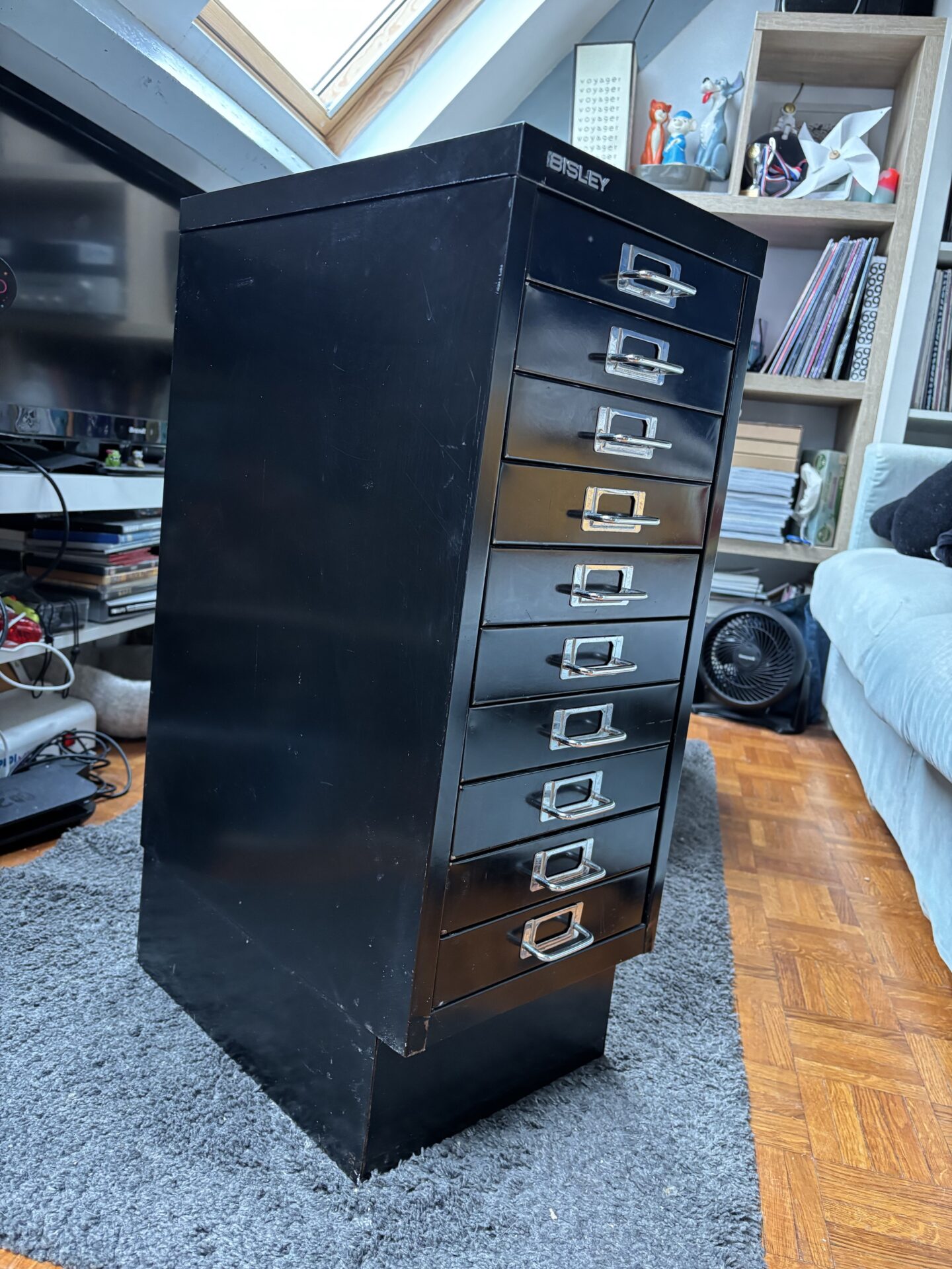 Caisson de rangement bureau en Métal noir BISLEY – Image 5