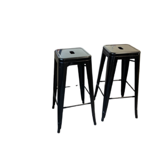 2 tabourets hauts noirs en métal