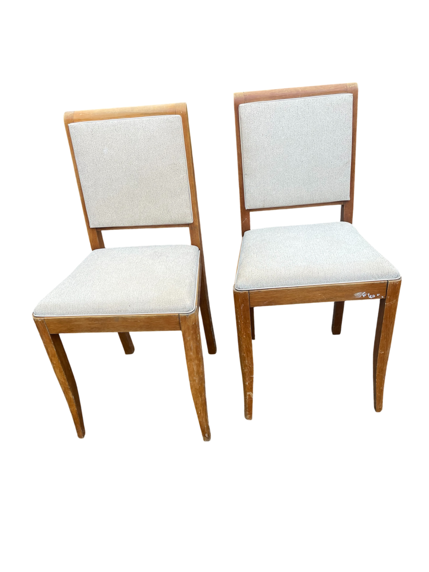 Paire de chaises vintage en bois blond et Skaï beige – Image 5